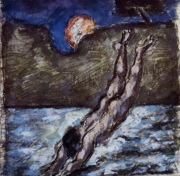  Agua Obras - Mujer sumergiéndose en el agua Paul Cezanne
